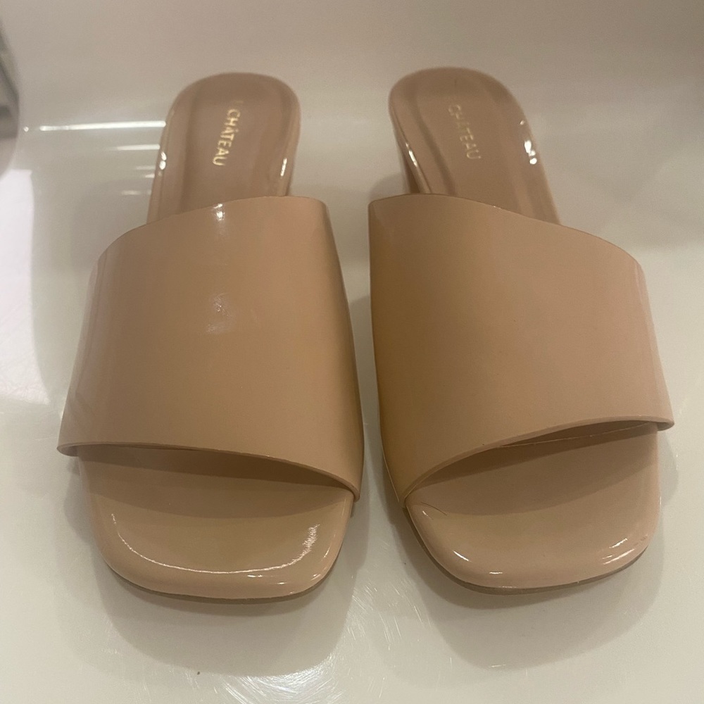 Le Chateau Nude Patent Slides - Size 37